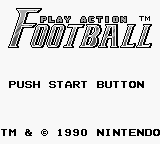 Play Action Football (USA) Title Screen